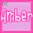 Pixelated pink and white text 'Amber' on a light purple background with a bright pink border, featuring two adjacent frames showing slight animation of the letterforms.