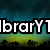 Pixelated landscape with dark blue sky, yellow-green horizon, and black silhouettes of trees and buildings under white text reading 'lbrarY1' on left side.