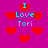 Pixelated icon with cyan text "I Love Tori" over magenta background and red hearts.