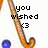Pixelated field hockey stick with blue ball, text overlays reading 'you wished <3', 'you dated a', and 'Field Hockey Player' on white background.