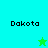 Four display "Dakota" text with a star icon changing color from green to blue on a cyan and green background
