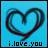Two side-by-side frames of a pixelated heart animation on cyan background with 'i.love.you' text below.