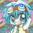 Pixelated anime-style character with blue hair and large eyes appears in three variations, each labeled with distinct text above the head.