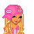 Pixel art contact sheet showing a blonde female character in pink attire across multiple frames with text "SEXY BLONDE" on the right.