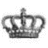 Monochrome pixelated crown with five rounded arches and a central vertical spike, rendered in grayscale on white background.