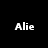 Black background with white pixelated text reading 'Alie Sonnier is amazing' and a solid gray rectangle on the right side.