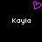A static image with a black background displays two identical white text labels and one pink pixelated heart symbol above them.
