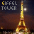 Animated contact sheet of Eiffel Tower icon frames showing sequential lighting changes on the tower against a dark night sky with text labels.