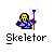 Pixel art buddy icon featuring a yellow-skulled character in blue robes holding a purple staff with yellow rings, displayed twice on a gray background with promotional text for badassbuddy.com.