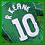 Green sports jersey with 'KEANE' and number 10 on back, players performing acrobatic moves in green uniforms, text 'Go Keane Go' displayed.