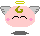 Pink spherical character with green spiral mark, gray wings, and yellow halo in nine pixelated poses showing wing and eye movements.