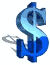 Blue dollar sign symbol with light blue gradient and dark blue shadow, displayed in a of three and three on white background