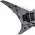 Pixelated grayscale image of a silver electric guitar with black frets and control knobs, angled diagonally against white background.