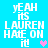 Pixelated text on bright blue background with two heart symbols, one pink and one light blue.