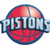 A static image shows a red basketball with blue outlines and the word 'PISTONS' in bold silver letters across it, next to a pixelated portrait of a person against a light blue background.