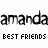 Pixelated text displays 'amandaemily' and 'ashley' with repeated 'BEST FRIENDS' below each name on a white background.