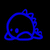 Six neon-colored cartoon characters with rounded bodies, small eyes, and spiky back details arranged in two on a black background