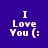 Four square display 'I Love You (:' text in white pixelated font against solid blue, purple, red, and magenta backgrounds
