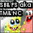 Pixelated cartoon characters with text overlays, featuring yellow sponge-like figure and pink starfish in multiple poses.