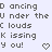 Pixelated text reads "Dancing Under the Clouds Kissing You!" with two heart symbols, one in center and one on right side.