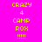 Pixelated yellow text on pink backgrounds with a white section, displaying 'CRAZY 4 CAMP ROX !!!!' in four variations across two color schemes.