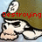 Pixelated cartoon skull wearing olive-green military helmet with white emblem, red text overlays changing across frames.