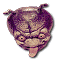 Three distinct pixelated icons: a purple-skinned alien with antennae and tongue out, a blue-skinned alien head, and a gray flying saucer with yellow accents.