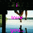 Pixelated image of a person's legs hanging over water with pink text overlays reading 'i love you...' and 'hows the great escap sound?' in two