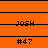 Orange background with black horizontal lines and text elements arranged in a pattern