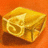 A pixelated golden cube with a white arrow on one face sits against an orange background, next to yellow text reading "Yummy <33" on red.