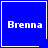 Four blue square with white borders display the name 'Brenna' in pixelated text, each containing a distinct small symbol at bottom-right corner