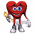 Animated contact sheet of a red heart-shaped cartoon character with blue eyes, white gloves, and gray boots holding a golden key in various poses across 10 frames.