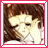 Pixelated image of a character with light skin and dark hair, wearing a white outfit, framed by a pink and gray border.