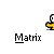 Pixelated yellow figure with white head in various poses above 'Matrix' text on gray background.