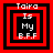 Four red and black square frames with white text "Taira Is My B.F.F." arranged in a , each frame showing different internal red border positions