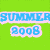 Pixelated graphic divided into four quadrants with text: green top-left says 'SUMMER 2008', pink top-right says 'HOTT GUYS', yellow bottom-left says 'LATE NIGHTS', gray bottom-right is empty.