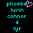 Pixelated cyan text on black background with a pink heart symbol replacing the 'e' in phoebe, showing two identical frames side-by-side.