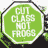 Six octagonal icons with white text reading "CUT CLASS NOT FROGS" in all caps, each on a different solid color background.