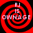 Four identical red and black spiral patterns with white text reading "RJ IS OWNAGE" arranged in a on a solid black background