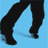 Silhouette of legs walking in sequence against light blue background, showing full stride cycle from left to right.