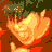 Animated sequence of a person with dark hair in red and yellow tones, showing facial expressions and hand gestures against a fiery background.