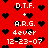 Red background with black heart shapes and white text reading D.T.F. + A.R.G. 4ever 12-23-07 repeated in a pattern
