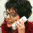 A pixelated animated contact sheet showing a person with dark curly hair and glasses holding a white object near their face, next to a red house-shaped box under the text 'ARRESTED DEVELOPMENT' with a red line through it.