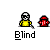 A 5x5 contact sheet of pixel art frames showing a yellow stick figure interacting with a red fire hydrant, each frame labeled "Blind" below the icon.