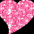 Animated pink heart with white sparkles on black background, transitioning to a person singing into a microphone, then to a group of three people standing together.