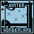 Pixelated icon with light blue background, black frame, and text reading HINTER at top and HONDERLAND at bottom, featuring X-shaped patterns and a curved black shape.
