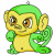 A pixelated cartoon monkey icon with green limbs and head, yellow body, brown eyes, and a small white dot on its chest, next to green text reading "Original Icons .com" on a dark green background.