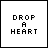 Animated contact sheet of 25 frames showing a pixel art icon with text changes and heart/particle animations on white background.