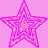 A contact sheet of three animated star icons with pink pixelated outlines on a light purple dotted background, each frame showing the same static design.