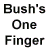 Animated sequence showing a person in a dark suit and light blue shirt performing gestures with text overlays including "Bush's One Finger," "Victory Salute," "Yeah..." and "We are Screwed."